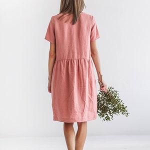 AMELIA linen summer dress, with sleeves, linen clothes image 9