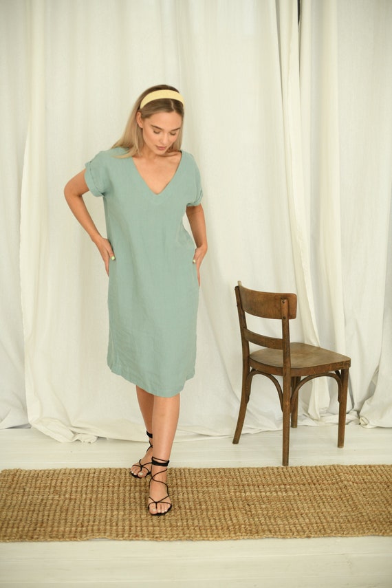 Helen Linen Midi Tunic Dress