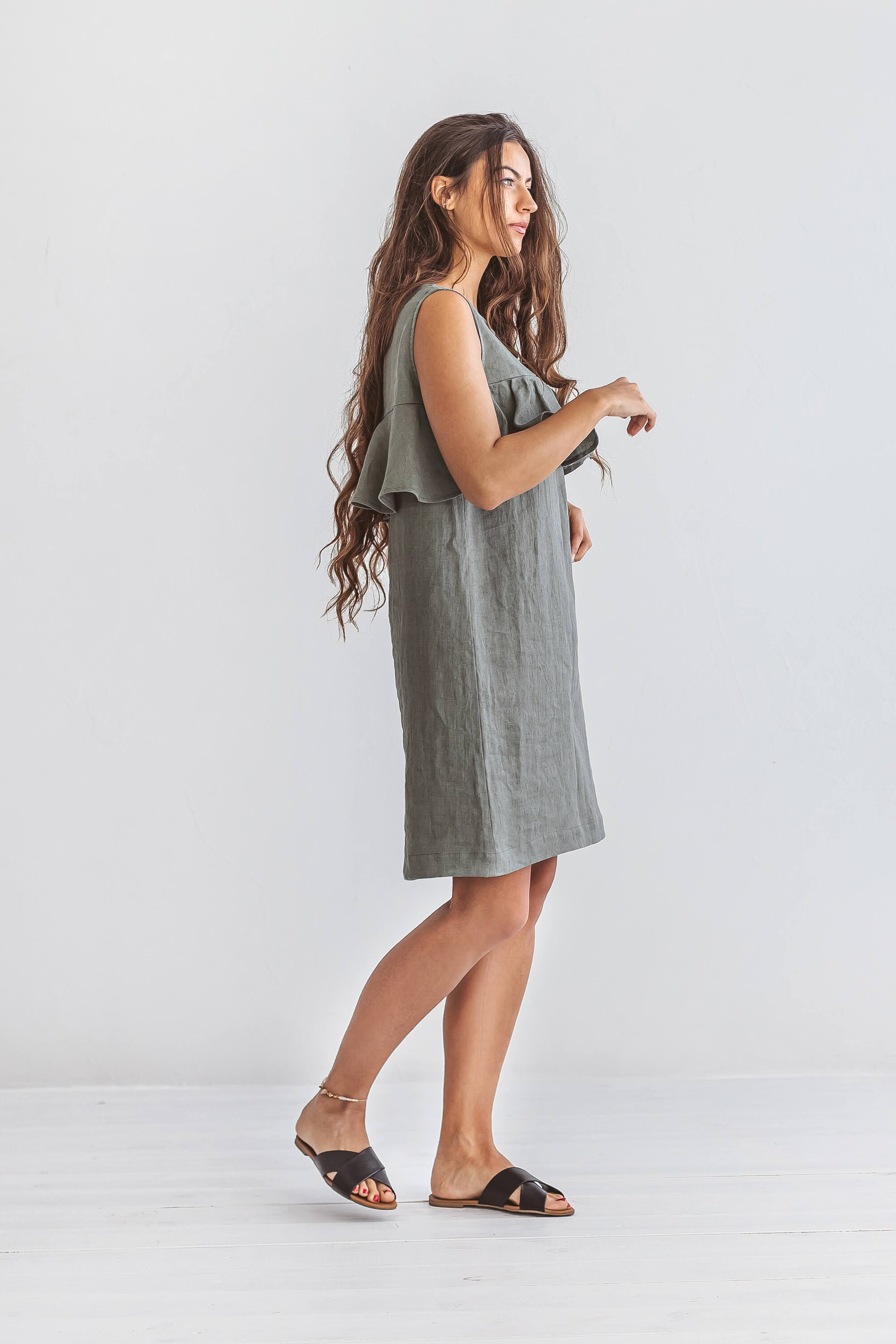 SCARLETT Linen Sleeveless Dress, Summer Dress in Midi Length - Etsy UK