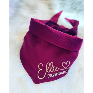 Dog scarf Ellie with text in 25 colors, dog scarf with name and desired text, to tie or button