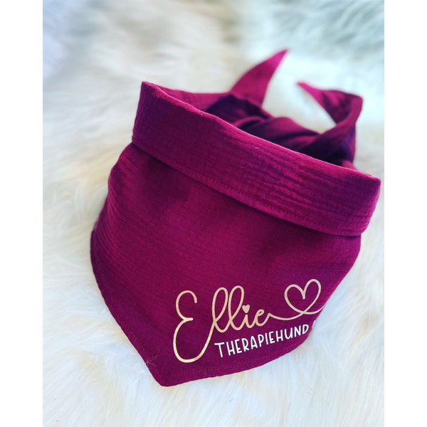 Dog scarf Ellie with text in 25 colors, dog scarf with name and desired text, to tie or button