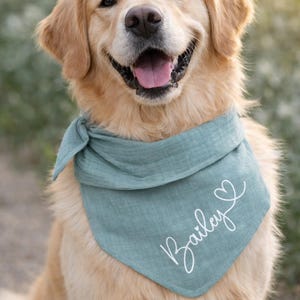 Personalized Luna dog bandana in 25 colors, dog bandana with name and custom text, for tying or buttoning, made of muslin image 5