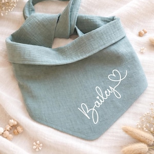 Personalized Luna dog bandana in 25 colors, dog bandana with name and custom text, for tying or buttoning, made of muslin image 4