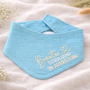Personalized Luna dog bandana in 25 colors, dog bandana with name and custom text, for tying or buttoning, made of muslin image 3