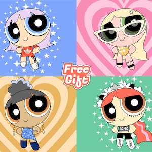 Qualité Personnalisée Personnalisée Powerpuff Girls Dessin d’Illustration De Portrait de Dessin De