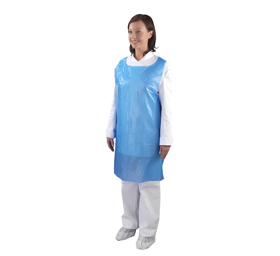 Aprons Disposable Polythene with Halter Neck - Blue or White