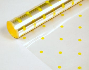 Cellophane Florist / Gift Wrap - Yellow Dot