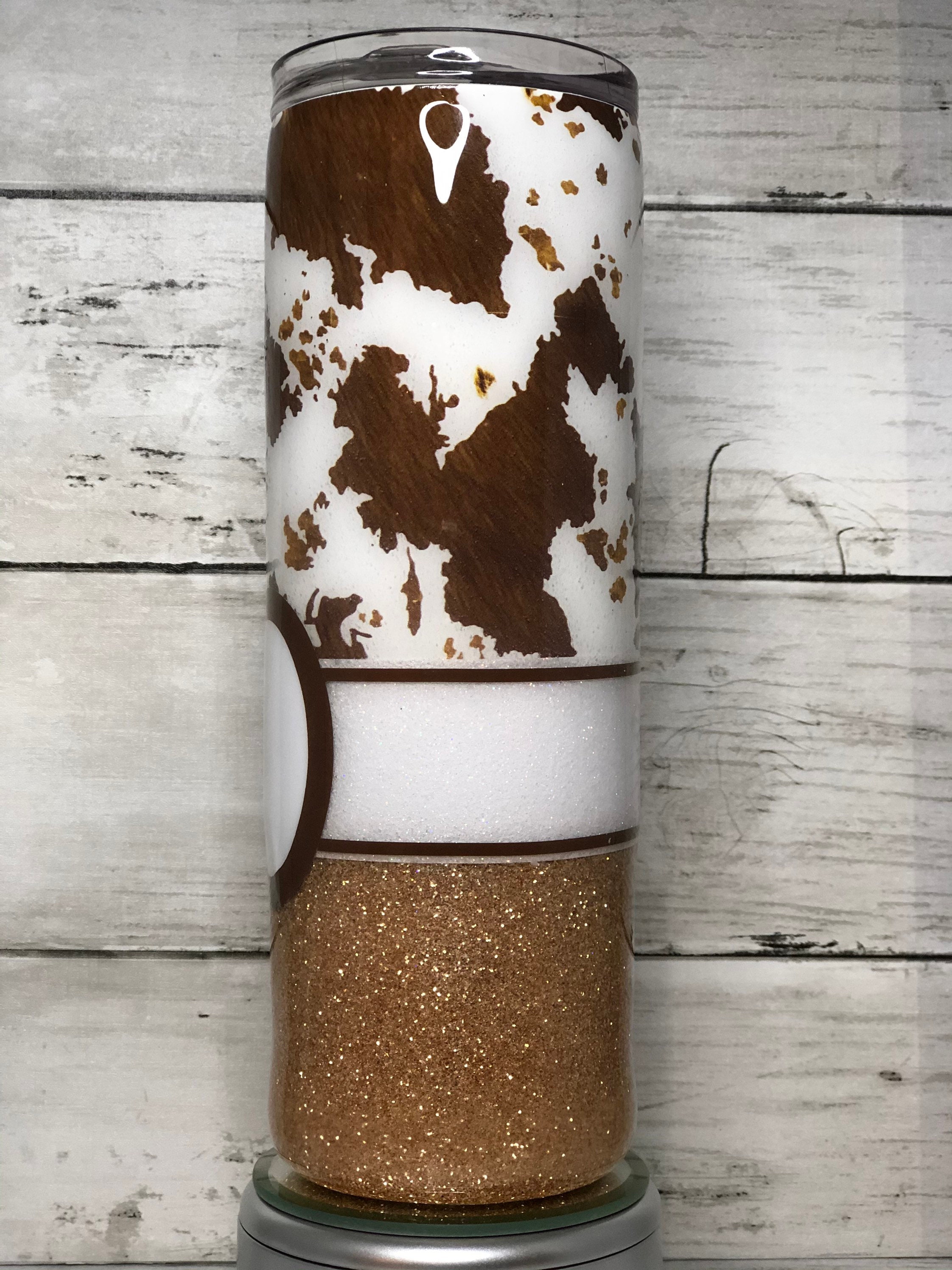 Cowhide glitter tumbler birthday gift for her cowhide Etsy