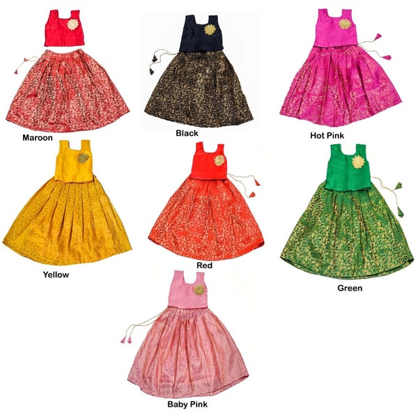 Kids Lehenga Choli,Designer, Chanderi Skirts, Lehenga Choli With Dupatta, Readymade Ethnic Wear Kids Lehenga, Festive Wear