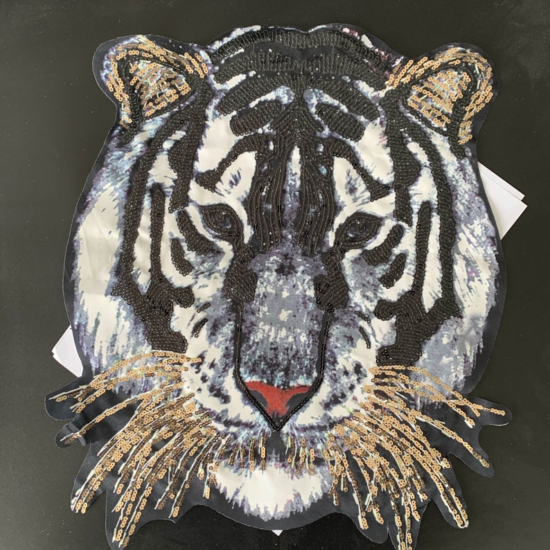 Printed tiger sequins Applique PatchPaillette PatchSequins Etsy