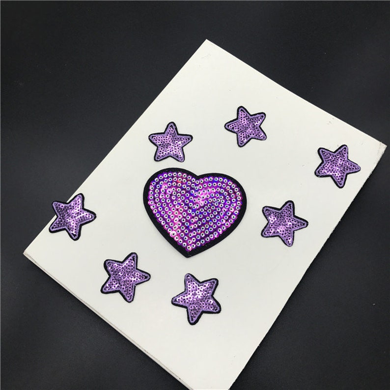 8PC love pentagram sequin patch cool badge iron on patch sew on patch embroidered patch patch for jacket applique