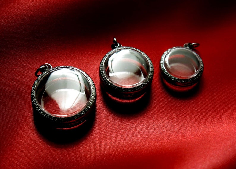 Monocle Pendants, Marine Art, Ship Window, Empty Terrarium Lockets, Reliquary, Craft, Jewelry, Silver Jewelry Display, Memento, Lot of 3 image 1