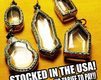 Shadow Box Pendants, Terrarium, Engraved Necklace Trays, Clear Locket, Empty Container, Diorama, Display Case, Art and Craft, USA STOCK!