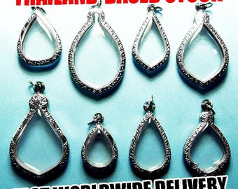 Shadow Box Pendants, Pendant Case, Terrarium Lockets, Reliquary, Tear Drop Jewelry, Jewelry Display, Relief Design, Gothic, Memento, 8pcs