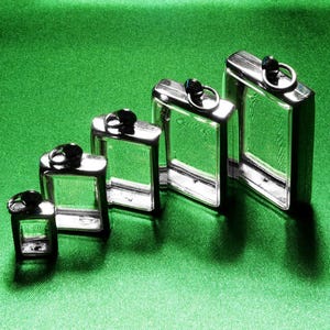 Shadow Box Pendants, Display Case, Dog Collar, Cat Collar, Terrarium Container, Diorama, Clear Lockets, Silvertone, Art Supplies, 5pcs