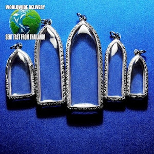 Pendentifs boîte d'ombre, médaillons de terrarium, reliquaire, art, artisanat, bijoux, présentoir de bijoux en argent, arche, maison, gothique, souvenir, 5 pièces