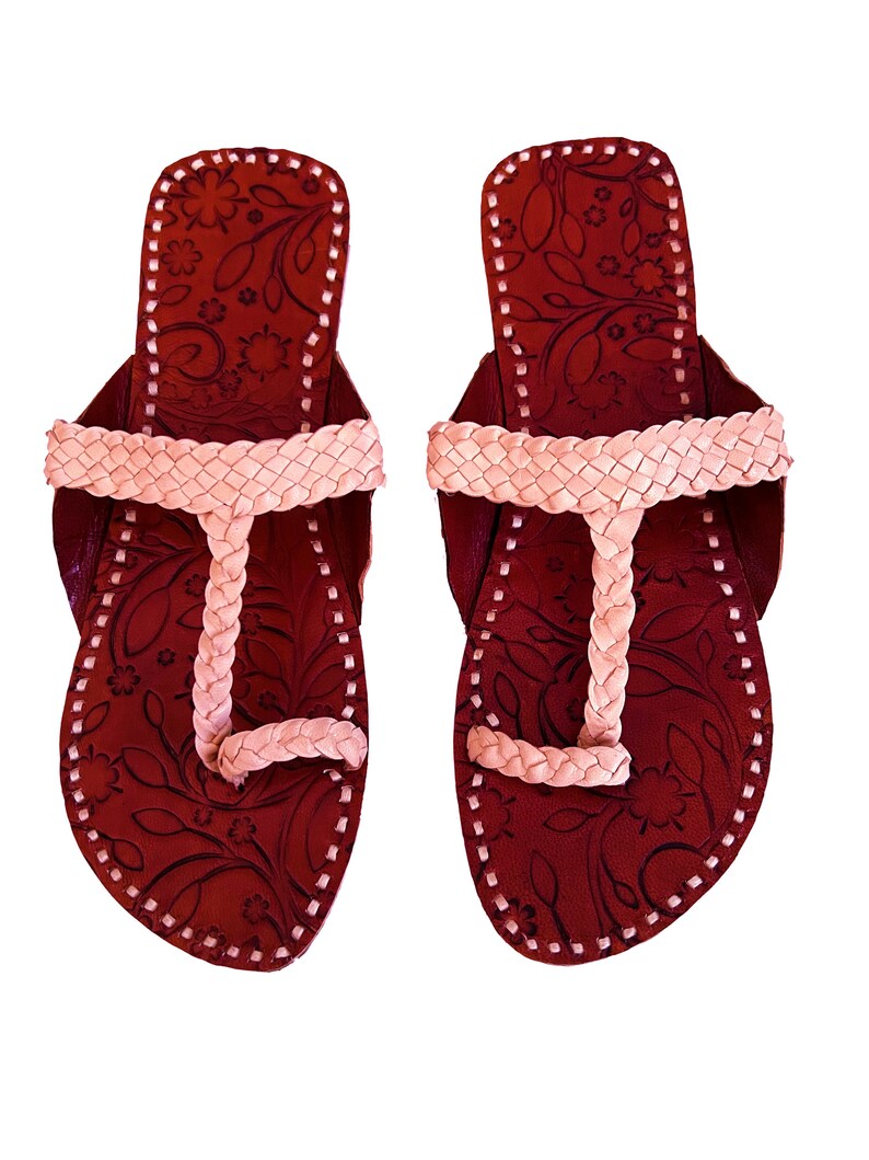 Mens Leather Sandals Indian Kolhapuri Leather Slippers Ethnic Embossed