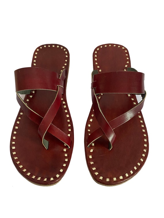 Womens Leather Sandals Slippers Handmade Indian Designer Flip 