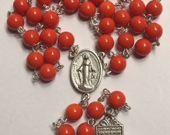 Orange Rosary Etsy