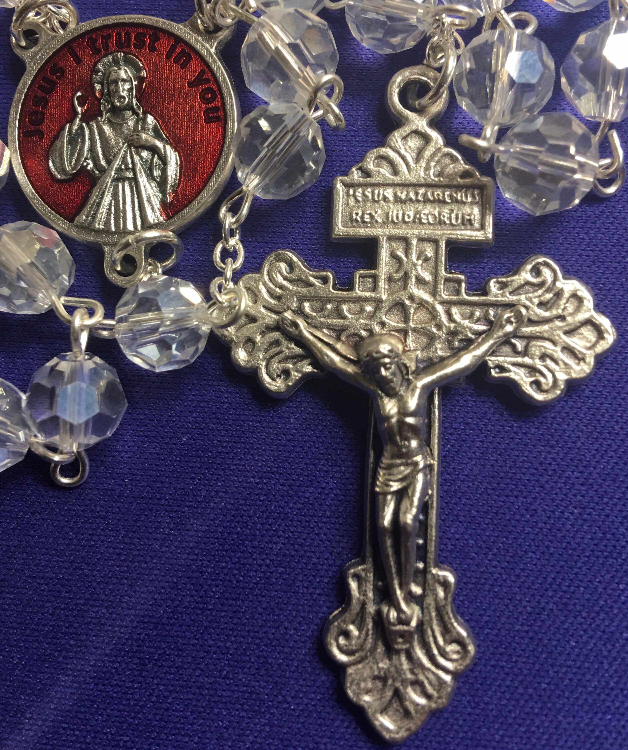 Clear 8mm Glass Bead Rosary. - Etsy