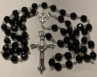 Purple Czech faceted glass bead rosary