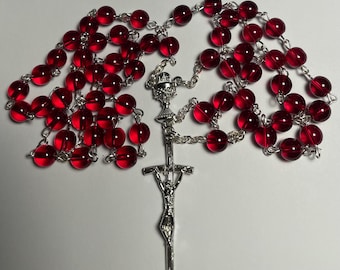 Most Blessed Sacrament/Most Precious Blood garnet/“wine” colored glass bead rosary