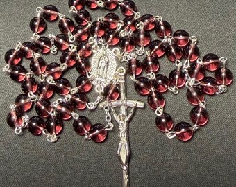 Light Purple Czech glass bead rosary