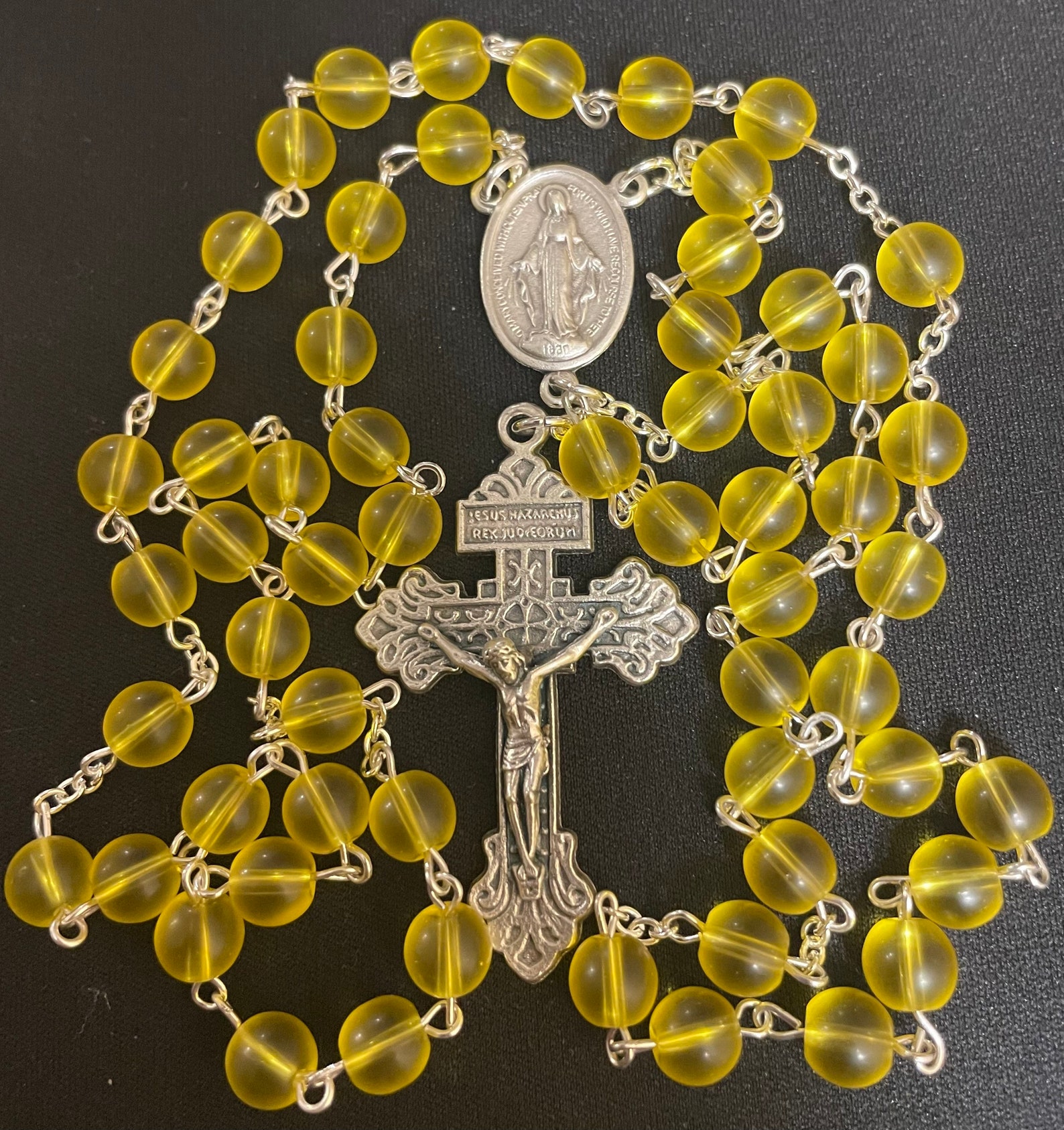 Translucent Yellow Glass Bead Rosary Etsy