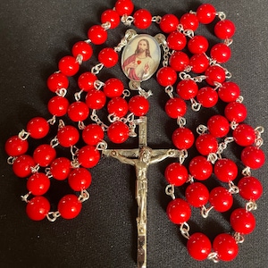 Red full color Sacred Heart rosary