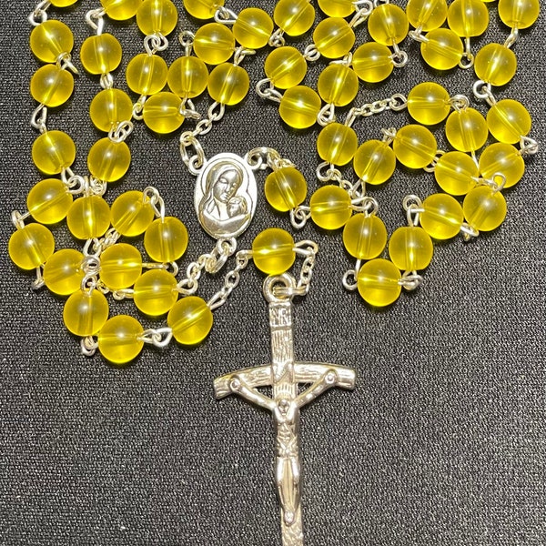 Translucent Yellow glass bead Rosary