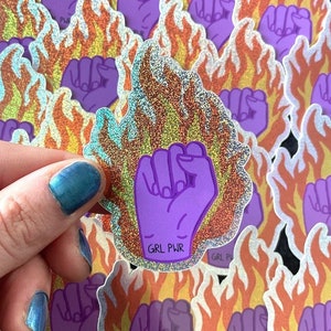 GRL PWR Sticker | Emanzipation Glitter Sticker | Internationaler Frauentag Kunst | Feministische Kampfkunst