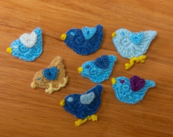 Crochet bird badges