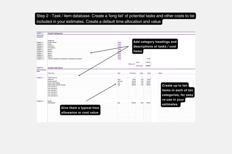 Pricing Estimate Spreadsheet for Freelancers. Billable Time Calculator ...