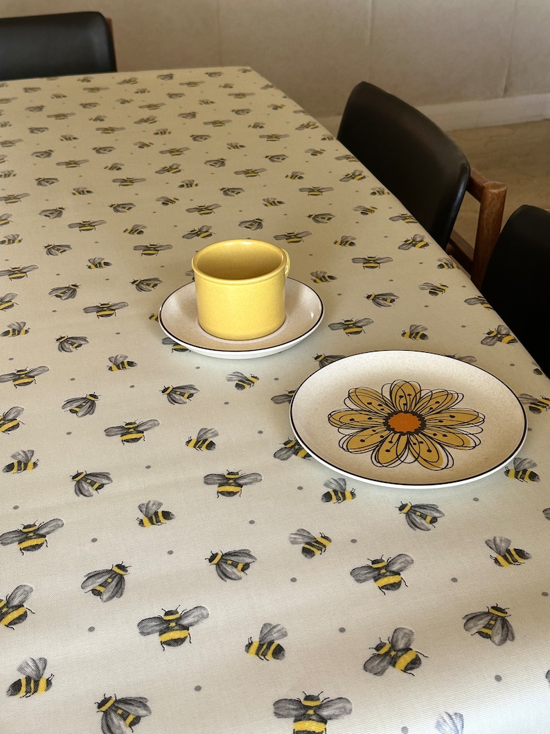 Wipeable Bee Design PVC Tablecloth Etsy