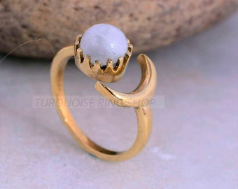 Sun moon ring, Moonstone Ring Adjustable Ring 925 Solid Ring, Natural Rainbow Moonstone Jewelry, Gift Ring, Gold Ring, Women Ring