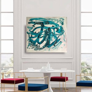 Abstract Painting Pollock Original turquoise abstraction Acrylic Canvas, Expressionism Original Modern Painting Wall Art on Canvas