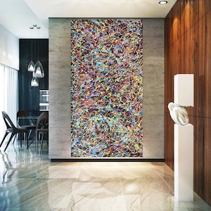 Art abstrait inspiré de goberge de Jackson, grande oeuvre d&#39;art de goberge de Jackson, art de style goberge de Jackson, peinture inspirée de goberge, art mural de goberge