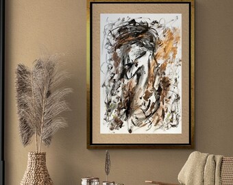 Abstract Painting Woman Art Sketch Girl 28" Woman Body Pastel Charcoal Drawing  Female Figure Romantic Sketch Large Art by Natalia Stanova