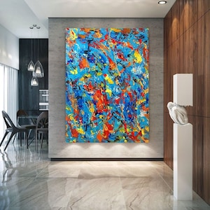 Art abstrait inspiré de Jackson Pollock, grande œuvre d’art de Jackson Pollock, art de style Jackson Pollock, peinture inspirée de Pollock, art mural de Pollock