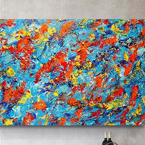 Abstracte print Jackson Pollock geïnspireerde kunst, Pollock groot kunstwerk, Jackson Pollock stijl kunst, Pollock geïnspireerd schilderij, Pollock kunst aan de muur