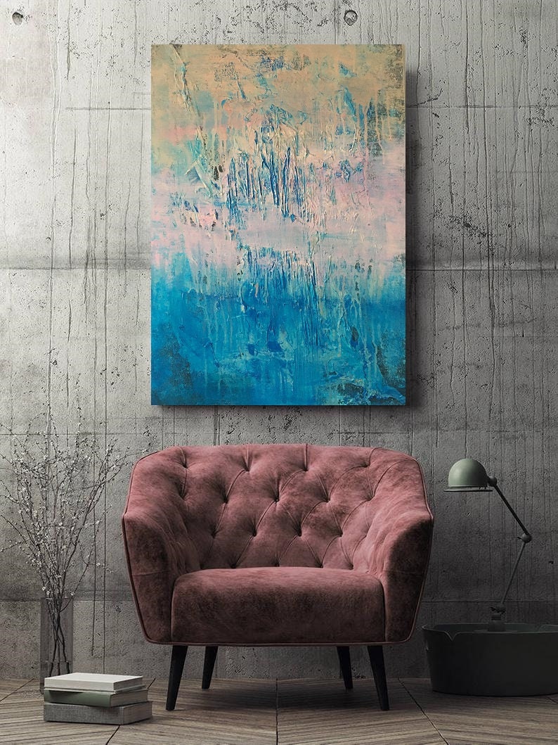 抽象画 2点セット 100x70 オリジナル ブルーカラー 大型アクリル