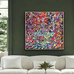 Abstracte op Jackson Pollock geïnspireerde kunst, grote kunstwerken Jackson Pollock, kunst in Jackson Pollock-stijl, op Pollock geïnspireerde schilderij, kunst aan de muur Pollock