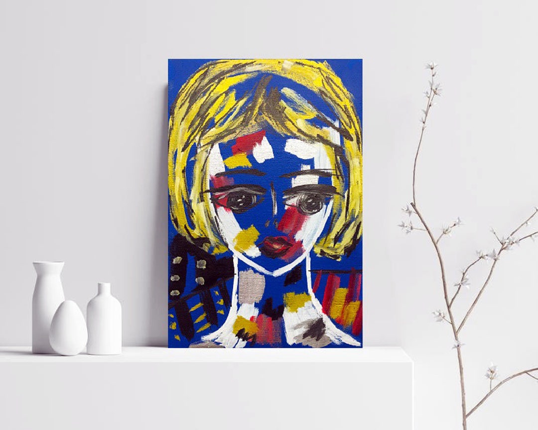 Portrait Painting ORIGINAL Woman Girl Painting Color Red Sensual Female ...