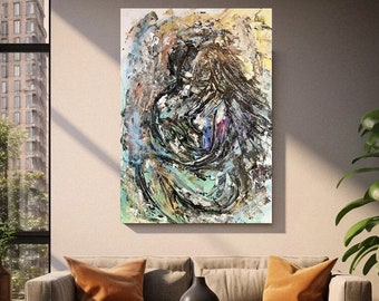 Paintings Abstract 39" Original Large Romantic Man Woman  Female Male Oil  Acrylic Art on Canvas Wall Decor Modern Art by Natalia Stanova