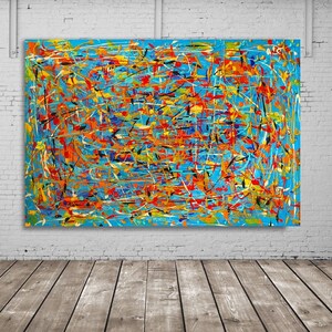 Kunst aan de muur op canvas Natalia Stanova, Jackson pollock geïnspireerde kunst, Jackson pollock groot kunstwerk, Jackson pollock stijl kunst, Pollock schilderij