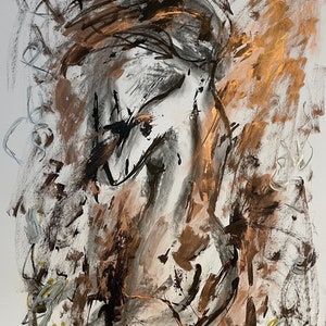 Abstract Painting Woman Art Sketch Girl 28&quot; Woman Body Pastel Charcoal Drawing  Female Figure Romantic Sketch Large Art by Natalia Stanova