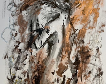 Abstract Painting Woman Art Sketch Girl 28" Woman Body Pastel Charcoal Drawing  Female Figure Romantic Sketch Large Art by Natalia Stanova