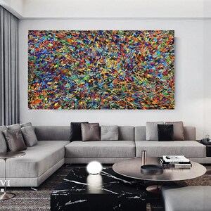 Abstracte Jackson pollock geïnspireerde kunst, Jackson pollock groot kunstwerk, Jackson pollock stijl kunst, Pollock geïnspireerd schilderij, Pollock kunst aan de muur