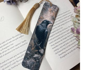 Gothic Raven Bookmark - Double Sided - Book Lovers Gift - Cottagecore - Bird Lover Gift - Crow Bookmark - Halloween Stationery