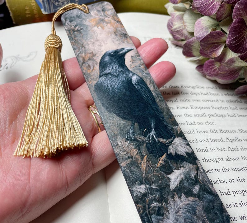 Gothic Raven Bookmark - Double Sided - Book Lovers Gift - Cottagecore ...